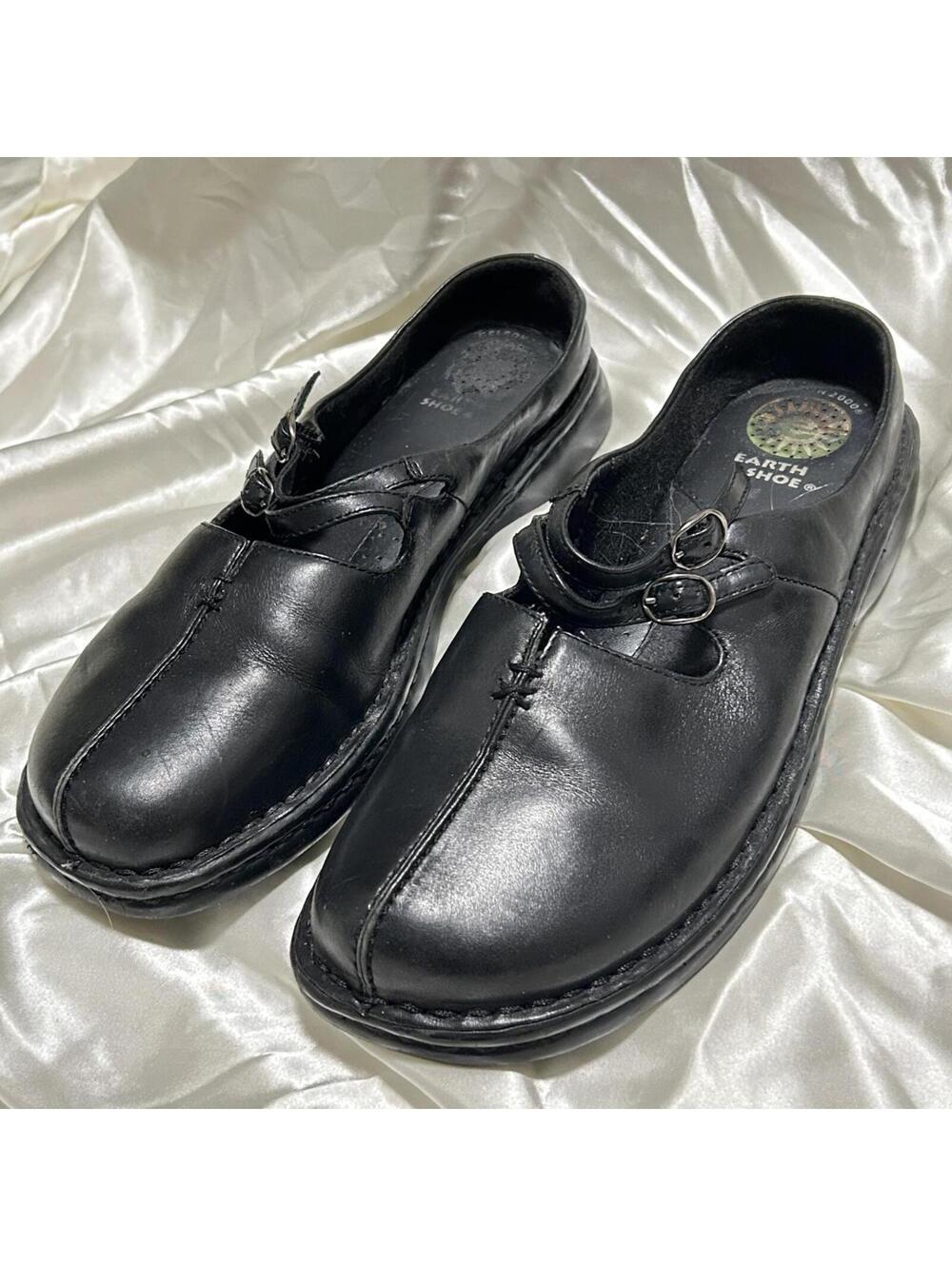 Y2K Earth Soles Leather Slip-On Mary Jane Clogs Size 8